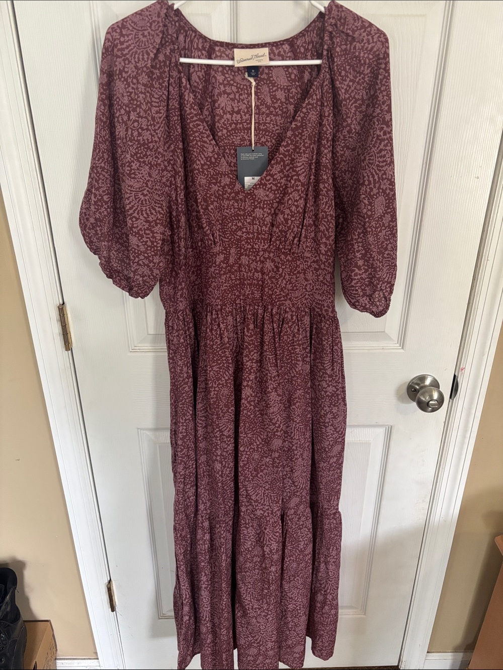 NWT Universal Thread Dusty Mauve Floral V-Neck Maxi Dress
